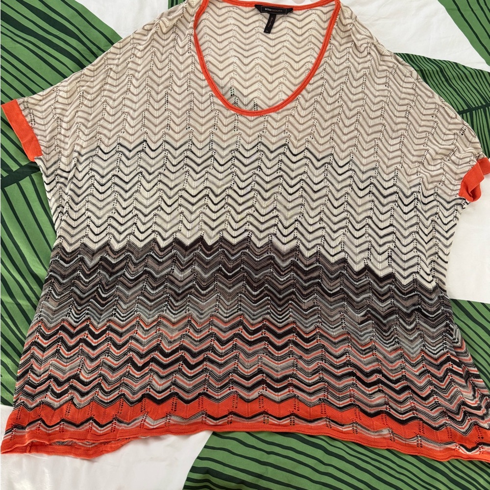 Chevron Patterned BCBG Silk Blend Knit Women's Top